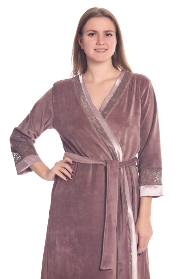 Халат велюровый женский Весталия 3774 кофейный