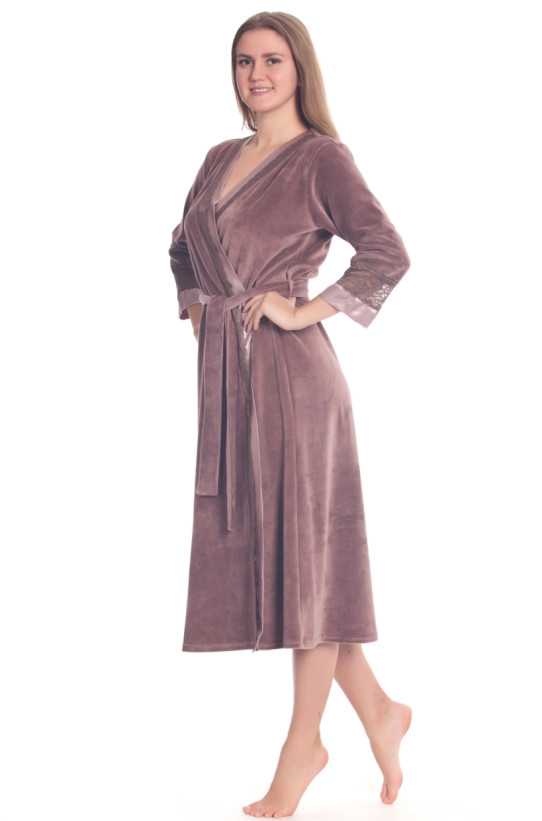 Халат велюровый женский Весталия 3774 кофейный