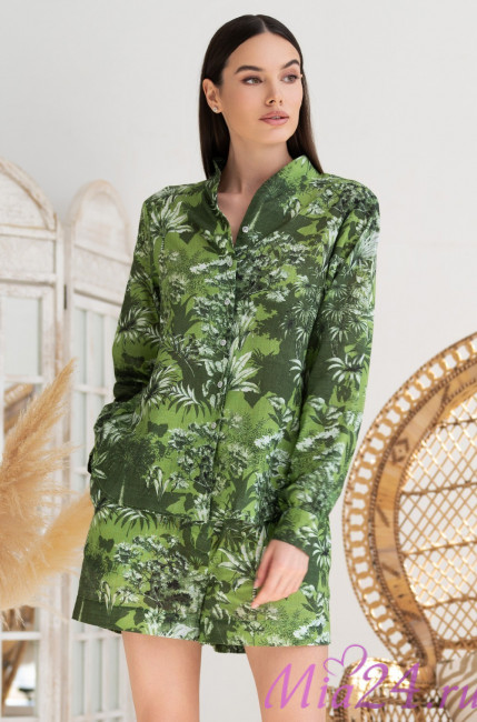 Комплект женский из хлопка со льном рубашка+шорты Mia-Amore "Cruise" 5234