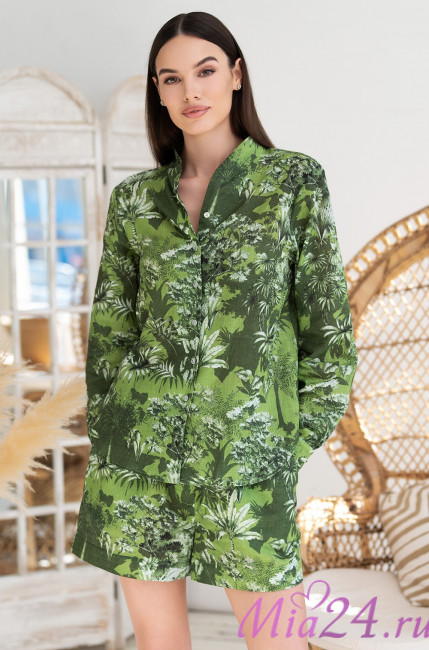 Комплект женский из хлопка со льном рубашка+шорты Mia-Amore "Cruise" 5234