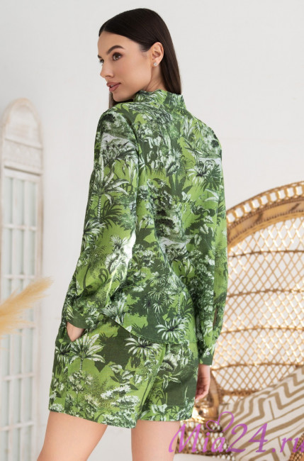 Комплект женский из хлопка со льном рубашка+шорты Mia-Amore "Cruise" 5234