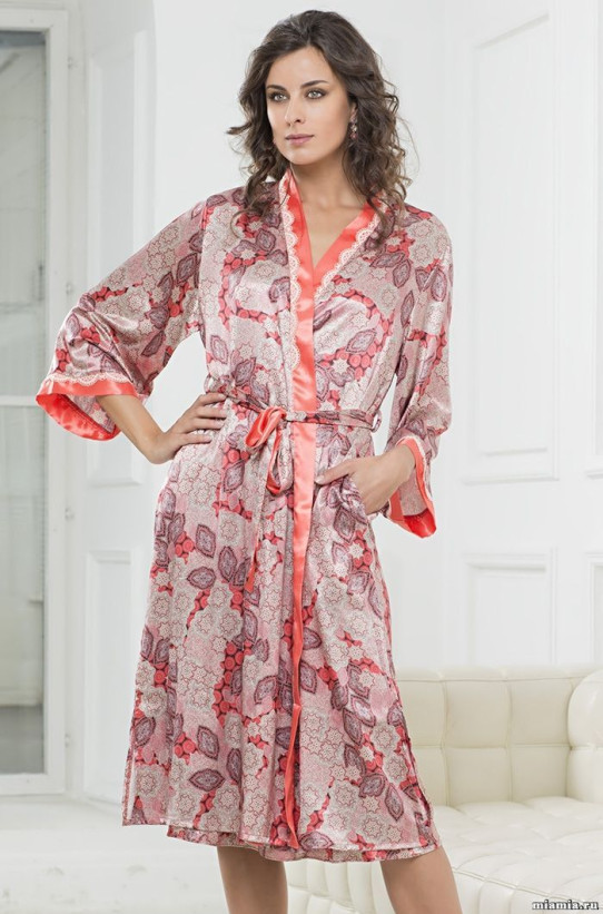 Халат шелковый длинный Mia-Amore "Shafran" 5929