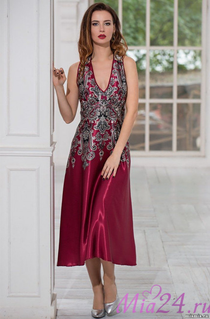 Сорочка длинная шелковая Mia-Amore "Justin" 3148 бордовый Сорочка длинная шелковая Mia-Amore "Justin" 3148 бордовый