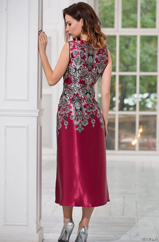 Сорочка длинная шелковая Mia-Amore "Justin" 3148 бордовый