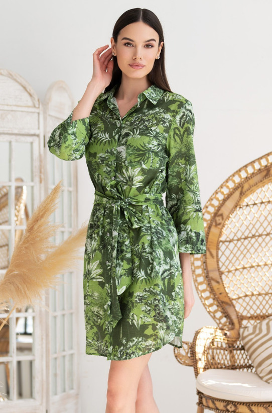 Короткая женская рубашка на пуговицах из хлопка со льном Mia-Amore "Cruise" 5237