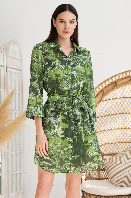 Короткая женская рубашка на пуговицах из хлопка со льном Mia-Amore "Cruise" 5237