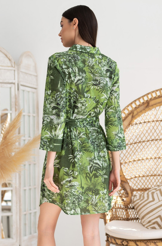 Короткая женская рубашка на пуговицах из хлопка со льном Mia-Amore "Cruise" 5237