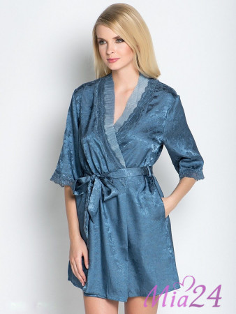 Халат женский короткий из жаккарда Mia-Mia "Anabel" 17113 серо-голубой