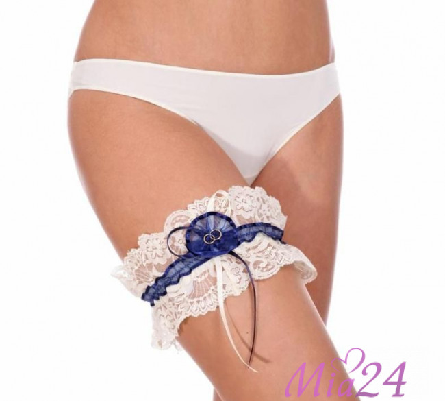 Кружевная подвязка Sielei "Basic Lace" 1905 белый с синим
