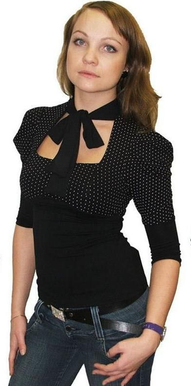 Блуза женская с бантом "Офис" Серебряная ладья, арт.087 