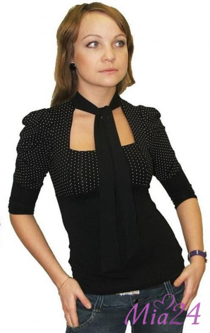 Блуза женская с бантом "Офис" Серебряная ладья, арт.087  Блуза женская с бантом "Офис" Серебряная ладья, арт.087