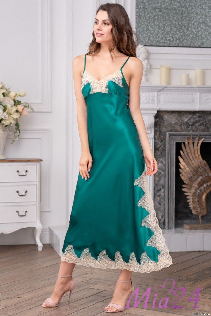 Сорочка длинная шелковая Mia-Amore "Marilin Deluxe" 3448 изумруд