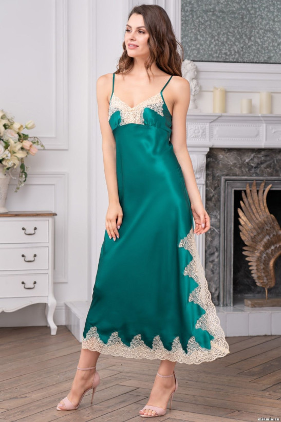 Сорочка длинная шелковая Mia-Amore "Marilin Deluxe" 3448 изумруд