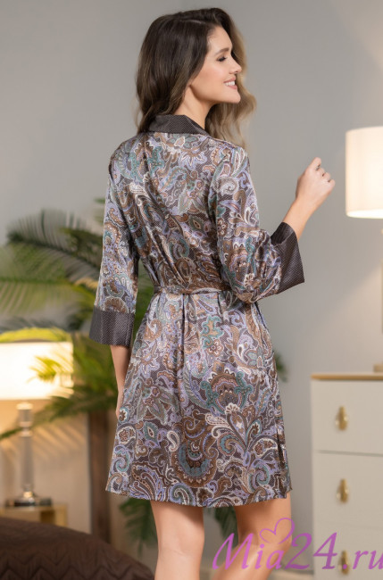 Халат шелковый женский на пуговицах "Gina" Mia-Amore 3814 Халат шелковый женский на пуговицах "Gina" Mia-Amore 3814