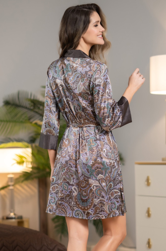 Халат шелковый женский на пуговицах "Gina"(Джина) Mia-Amore 3814