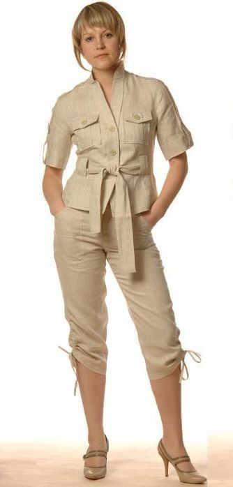 Бриджи женские из льна Серебряная ладья М-2 серый