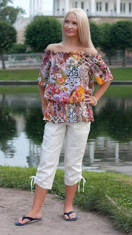 Бриджи женские из льна Серебряная ладья М-2 серый