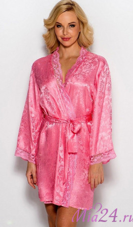 Халат шелковый Mia-Mia "Amely" 5703 ярко-розовый