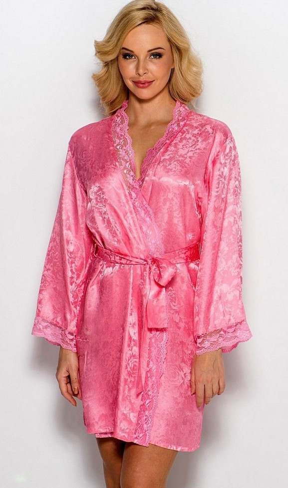 Халат шелковый Mia-Mia "Amely" 5703 ярко-розовый