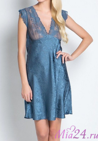 Сорочка женская из жаккарда с коротким рукавом Mia-Mia "Anabel" 17115 серо-голубой