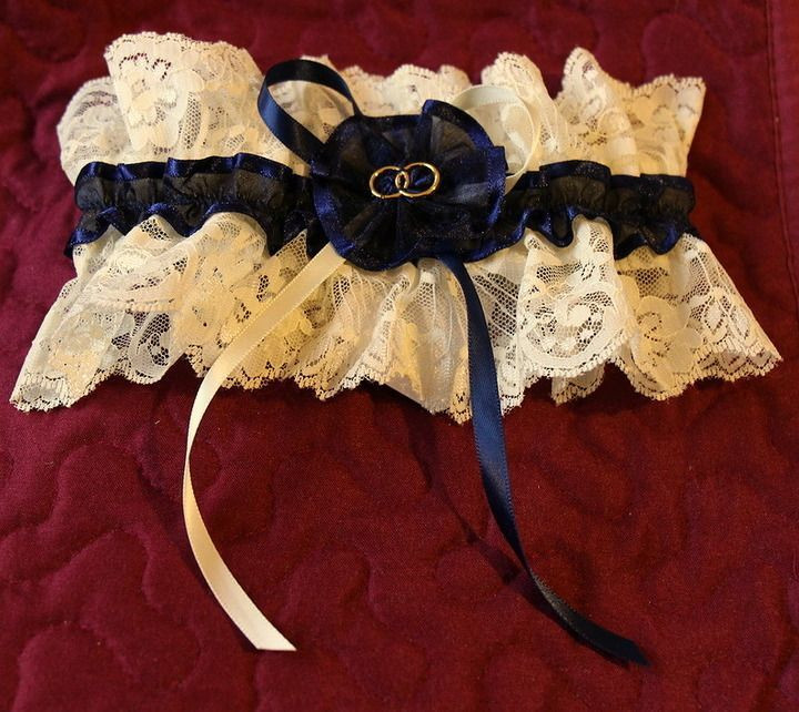 Кружевная подвязка Sielei "Basic Lace" 1905 шампань с синим