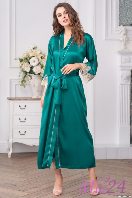 Халат длинный шелковый Mia-Amore "Marilin Deluxe" 3449 изумруд Халат длинный шелковый Mia-Amore "Marilin Deluxe" 3449 изумруд