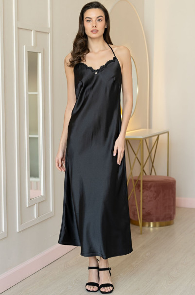 Сорочка длинная шелковая Mia-Amore "Marjory"  3968 черный 