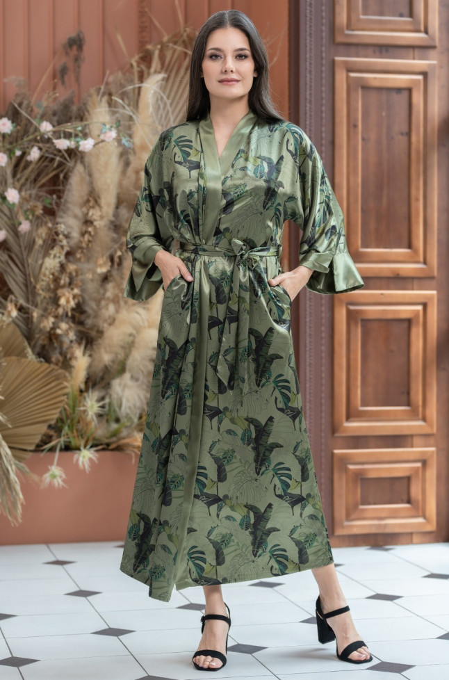 Халат шелковый длинный женский Mia-Amore "Teana" 4009