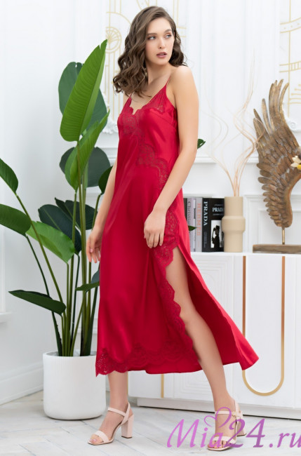 Сорочка длинная женская шелковая Mia-Amore "Aurelia"  3898 красный