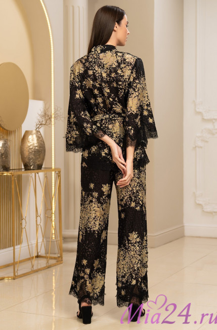 Комплект домашний женский шелковый жакет+брюки Mia-Amore "Versalle" 4397