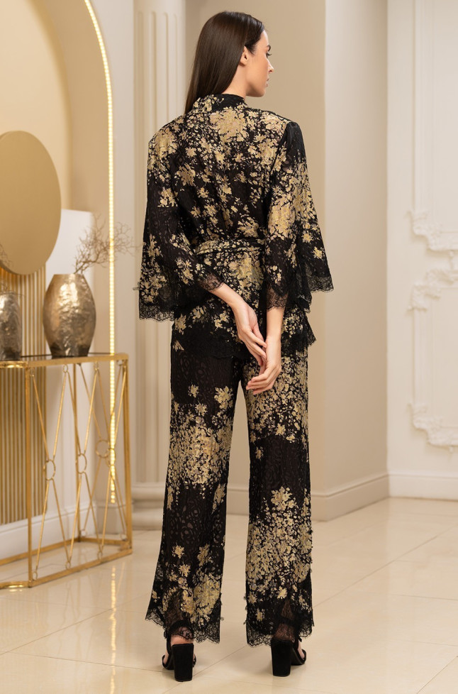 Комплект домашний женский шелковый жакет+брюки Mia-Amore "Versalle" 4397