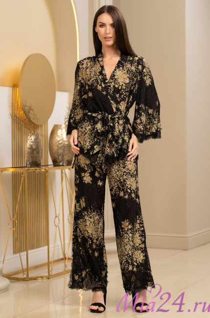 Комплект домашний женский шелковый жакет+брюки Mia-Amore "Versalle" 4397