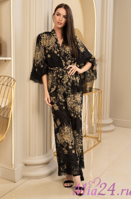 Комплект домашний женский шелковый жакет+брюки Mia-Amore "Versalle" 4397