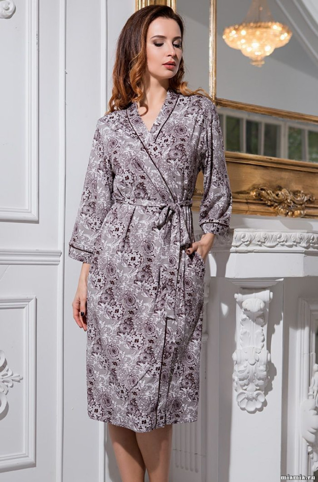 Длинный халат из вискозы с бамбуком Mia-Mella "Simona" 6379