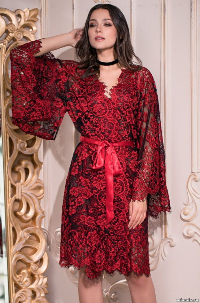 Халат кружевной Mia-Amore "Michelle" 2103 красный