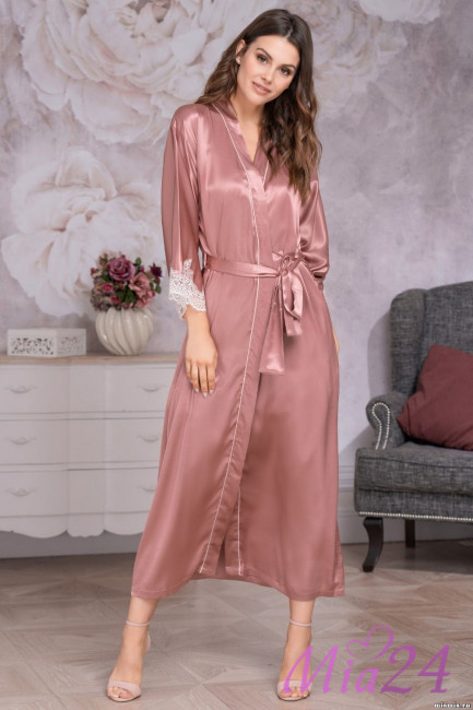 Халат длинный шелковый Mia-Amore "Marilin Deluxe" 3449 розовый