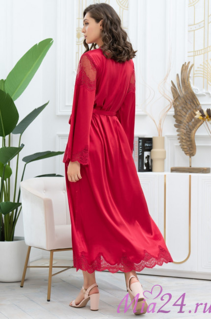 Халат длинный женский шелковый Mia-Amore "Aurelia"  3899 красный