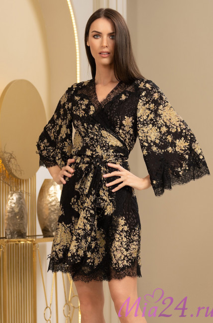 Халат короткий женский шелковый Mia-Amore "Versalle" 4393