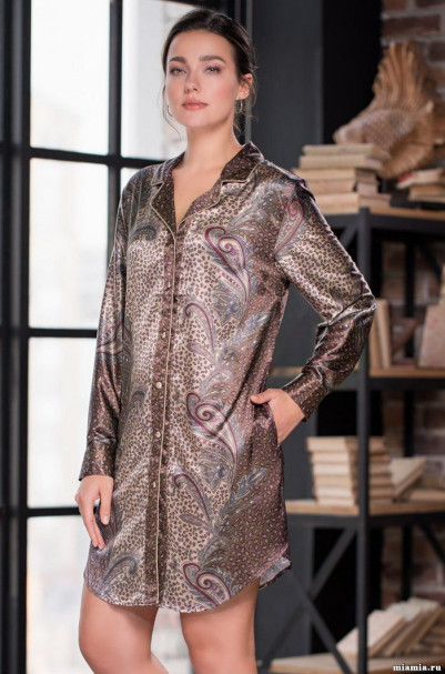 Рубашка женская шелковая на пуговицах Mia-Amore "Mokka" 3327