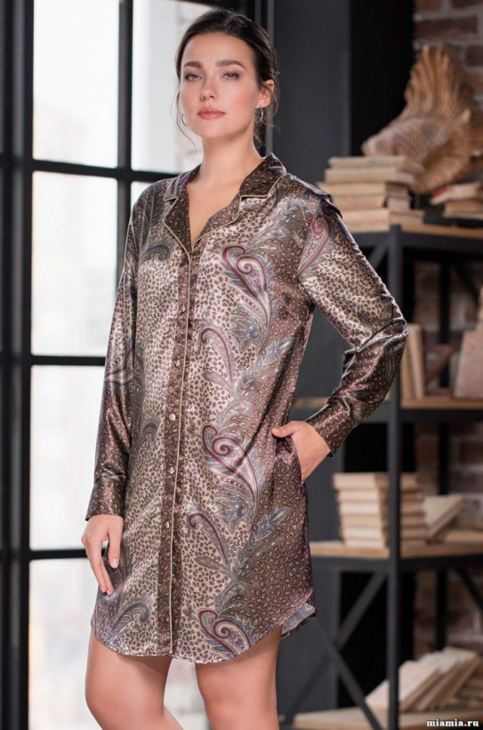 Рубашка женская шелковая на пуговицах Mia-Amore "Mokka" 3327