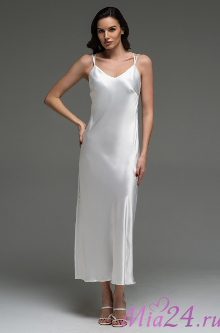 Сорочка длинная женская Lilirose 4594 'Mia-Amore' - из 70% шелка, цвет белый