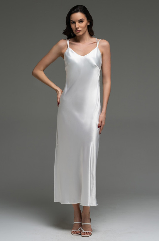 Сорочка длинная женская Lilirose 4594 'Mia-Amore' - из 70% шелка, цвет белый