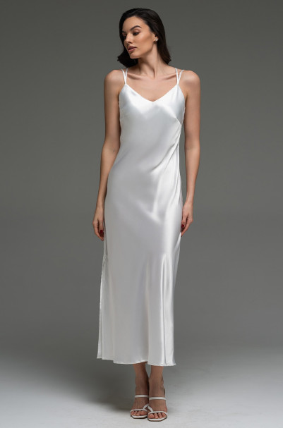 Сорочка длинная женская Lilirose 4594 'Mia-Amore' - из 70% шелка, цвет белый