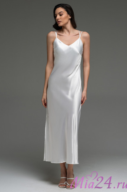 Сорочка длинная женская Lilirose 4594 'Mia-Amore' - из 70% шелка, цвет белый