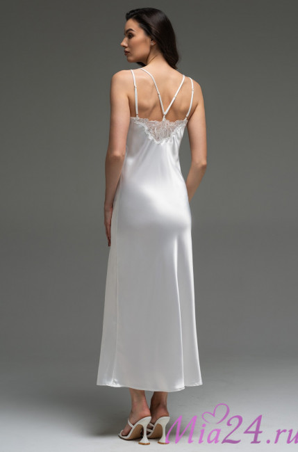 Сорочка длинная женская Lilirose 4594 'Mia-Amore' - из 70% шелка, цвет белый