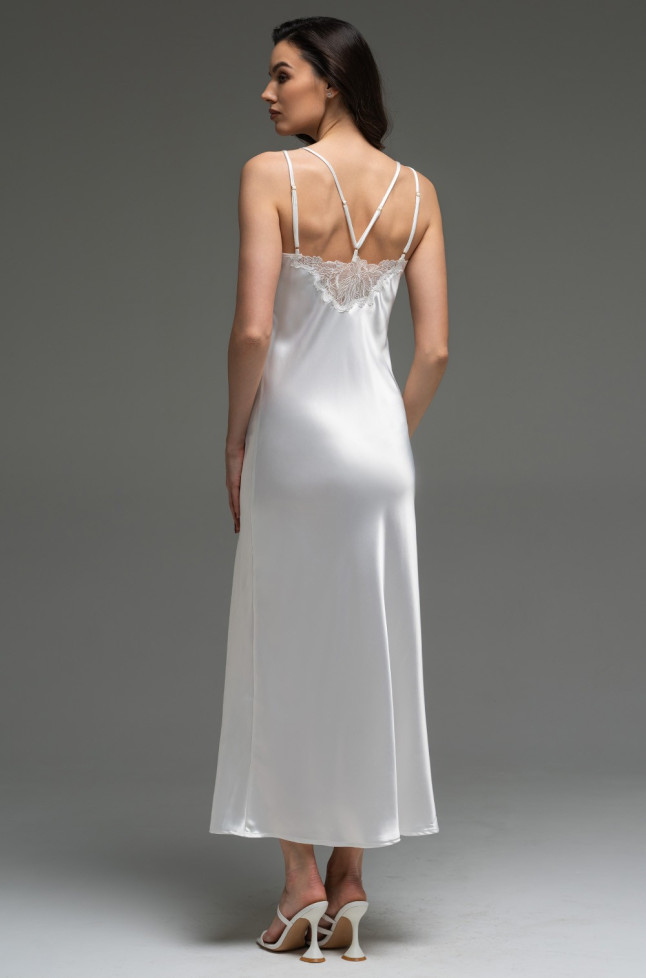 Сорочка длинная женская Lilirose 4594 'Mia-Amore' - из 70% шелка, цвет белый