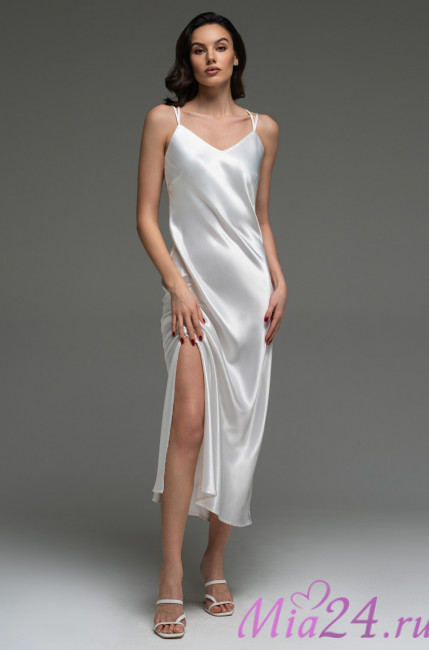 Сорочка длинная женская Lilirose 4594 'Mia-Amore' - из 70% шелка, цвет белый