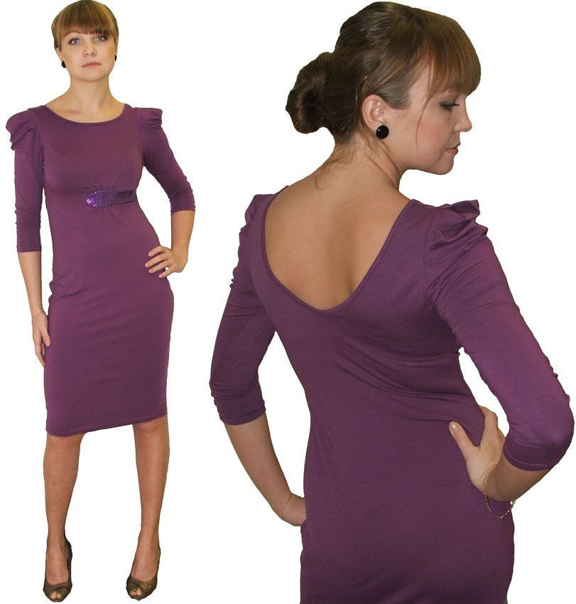 Платье женское из вискозы с вырезом на спине Серебряная ладья 2020 сиреневый