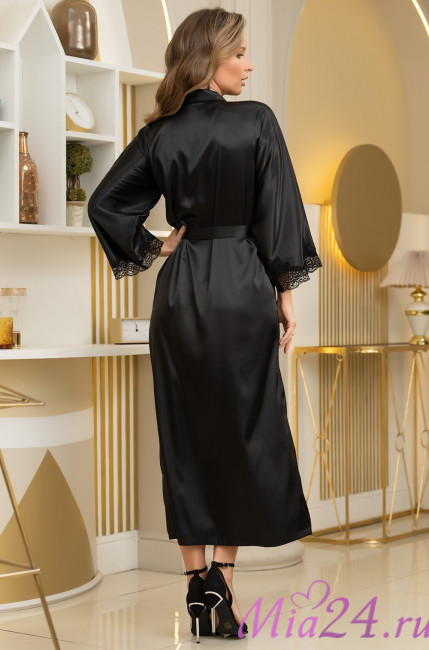 Халат длинный шелковый Mia-Amore "Arianna" 3949 черный Халат длинный шелковый Mia-Amore "Arianna" 3949 черный