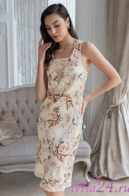 Сорочка женская из шелка с вискозой Mia-Amore "Amely" 5044 молочный